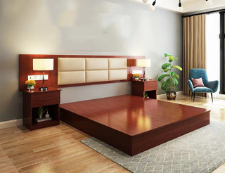 Factory Directly Wholesale Modern Wooden Bed Night Stands Bedroom Set Hotel Furniture UL-9N0125