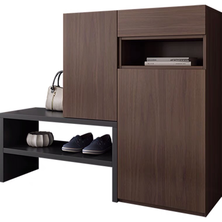 Hot Selling OEM ODM Home Nice Design Hallway Wooden MDF Rotating Shoe Cabinet with Stool