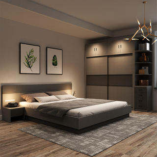 OEM Custom Hotel Modern Wooden King Size Bed Room Furniture Bedroom Set UL-23WR1081
