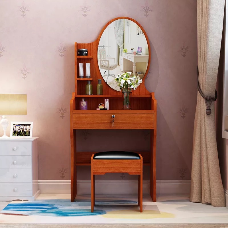 High Quality Modern Luxury Makeup Vanity Desk Set with Mirror Drawer Wooden Dressing Table Bedroom Furniture