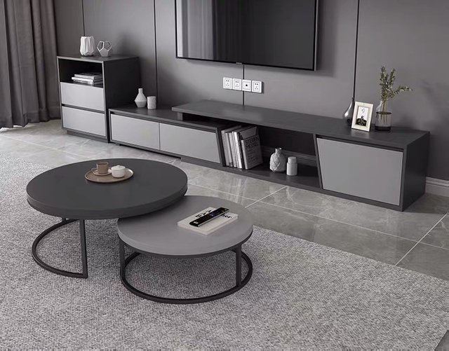 Wholesale Modern Home Living Room Furnishings Top TV Stand and Coffee Table Set Wood-UL-21LV0708