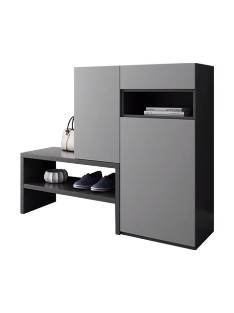 Chinese Factory Wooden Cheap Modern Living Room Furniture Storage Shoe Rack Cabinet with Drawer Stool Chair