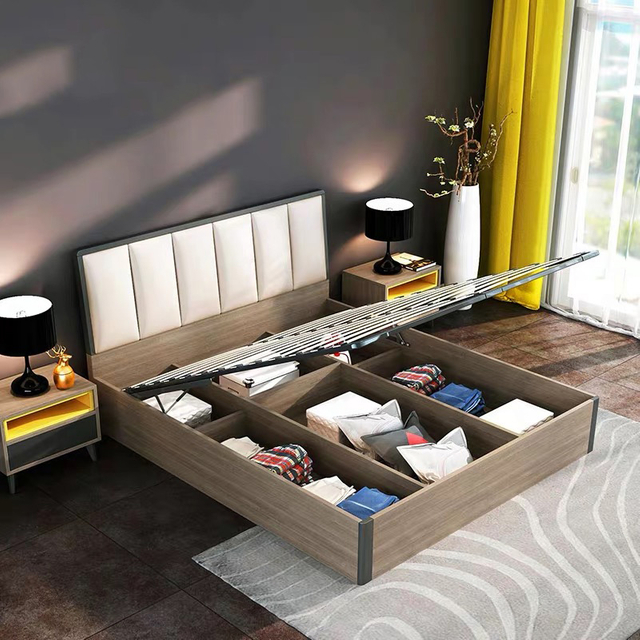 Modern Wooden Home Bedroom Furniture Set Wardrobe Mattress Storage Double Single King Size Sofa Wall Bed UL-9GD166