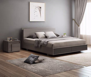 Custom OEM Factory Modern Home Furniture Genuine Leather Bedroom Furniture Fabric Bed UL-22LV0860