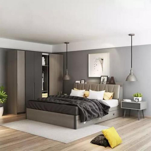 Modern Functional Storage High Box Cabinet Wooden Home Bedroom Furniture Combination 1.5 Meters Double Bed HX-8ND558