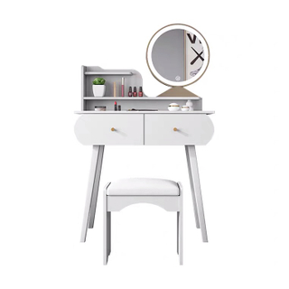 Wholesale Makeup Vanity Table Set with Mirror 2 Drawers Modern Style White Dressing Table