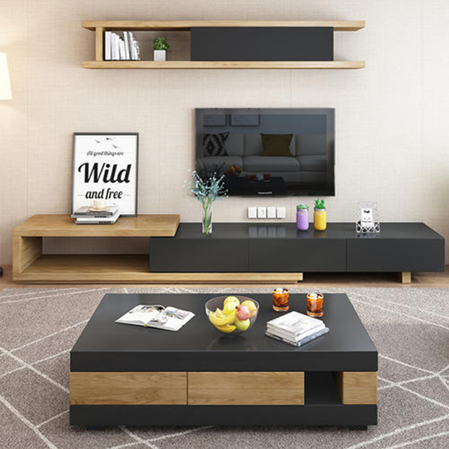Wholesale Modern MDF Coffee Table Set Design Furniture Wooden TV Table set IMG_5905