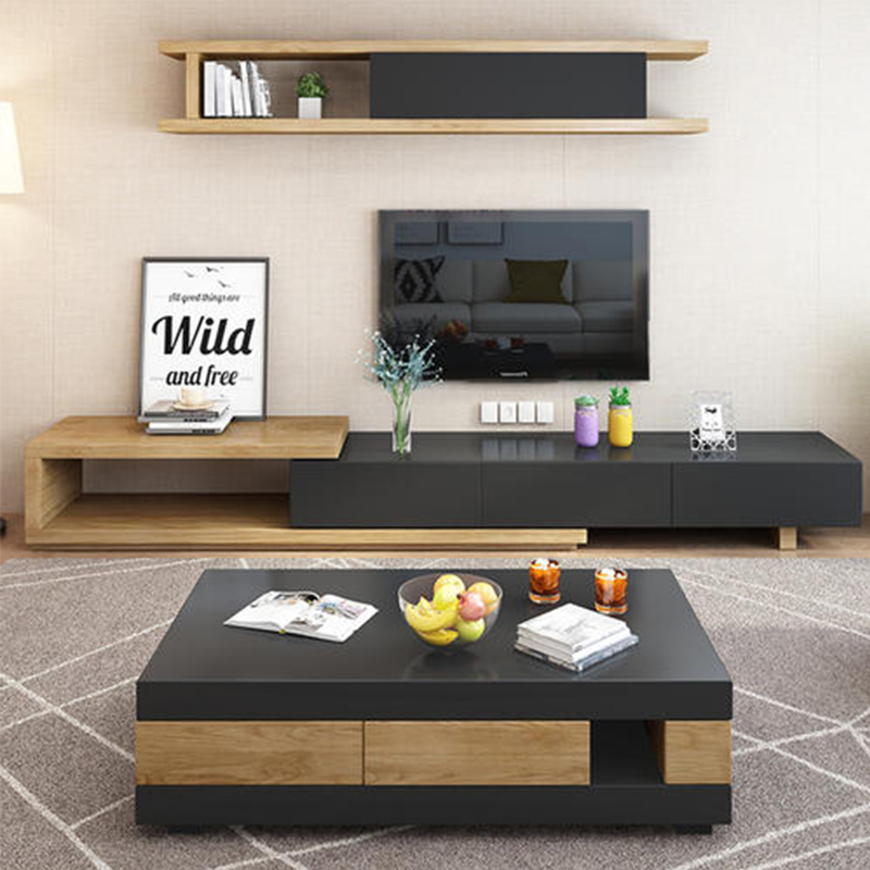 Wholesale MDF Multifunctional Center Table Solid Wood TV Cabinet and Coffee Table Set -HX-20ND663