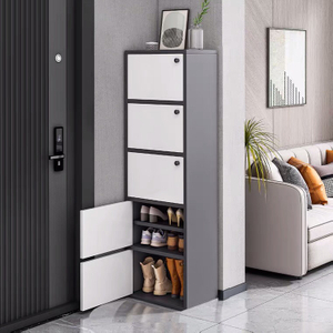 Floor Standing Living Room Tall Cabinet 5 Tier Shoes Box with Swing Doors