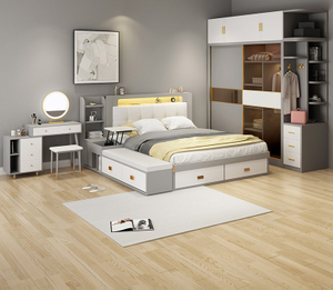 Luxury Hotel King Queen Size Bed Frame Modern Bedroom Furniture Leather Upholstered Double Bed UL-23WR1175