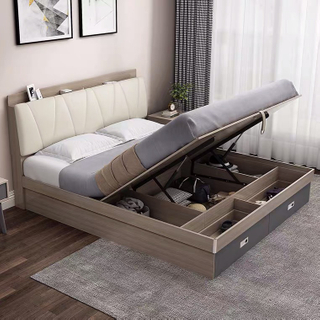 Modern Bedroom Furniture Dormitorio Set Leather Upholstered Luxury Queen King Size Bed UL-22LV0887