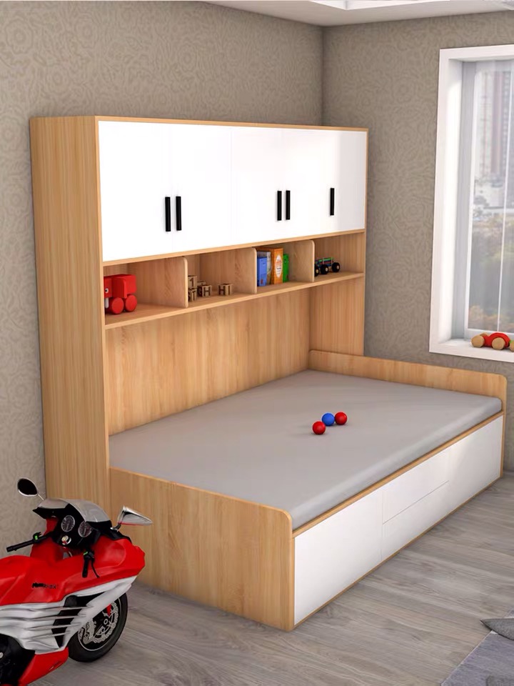 Modern Wooden Hotel School Dormitory Baby Furniture Bedroom Set Wardrobe Cabinets Double Children Kids Bunk Bed UL-22BC149