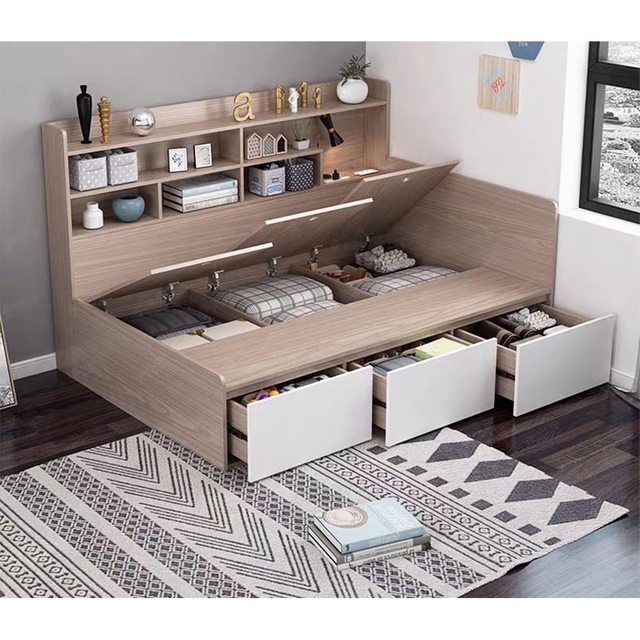 Wooden Space Saving Home Furniture Bedroom Folding Murphy Beds Double Wall Single Bed UL-22BC013