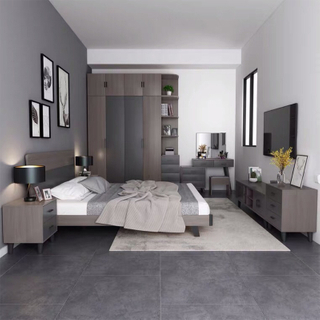 Modern Hotel Bedroom King Size Leather Bed Wooden Headboard Wall 5 Star Bedroom Sets UL-22NR61289