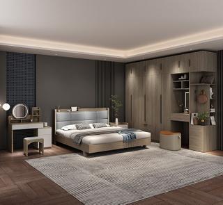 Foshan Customized Luxury Hotel Guest Room Modern Wooden Bedroom Furniture Set UL-22S303