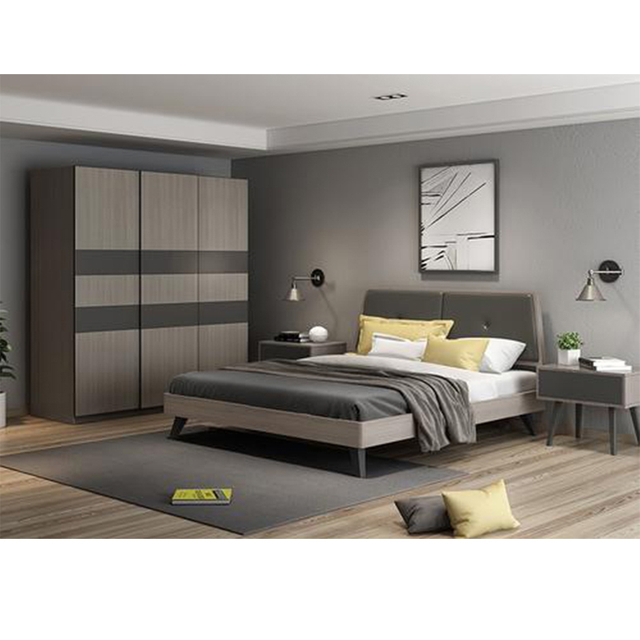 Modern Functional Storage High Box Cabinet Wooden Home Bedroom Furniture Combination 1.5 Meters Double Bed HX-8ND558