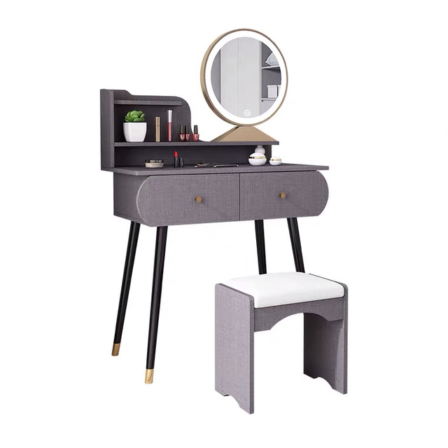 Wholesale Makeup Vanity Table Set with Mirror 2 Drawers Modern Style White Dressing Table