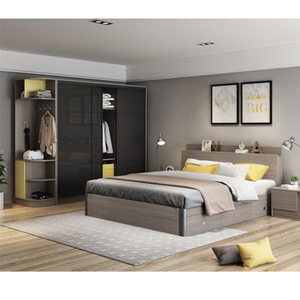 Modern Wholesale Wooden Hotel Bedroom Furniture Kitchen Cabinets Wood Double King Wall Multi Function Sofa Beds HX-8ND595