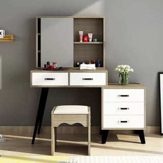 High Quality Modern Luxury Makeup Vanity Desk Set with Mirror Drawer Wooden Dressing Table Bedroom Furniture