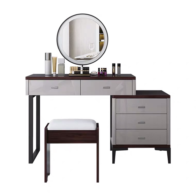 Nordic Makeup Vanity Table with Mirror Dressing Table Dresser for Bedroom Light Luxury