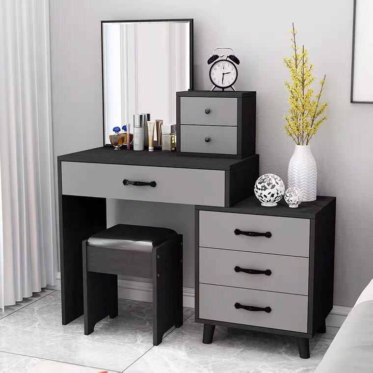 Grey Corner Dressing Table Woman Make up Unit Vanity Mirror Bedroom Dresser Dressing Table Wooden Furniture Cover Vanity Table