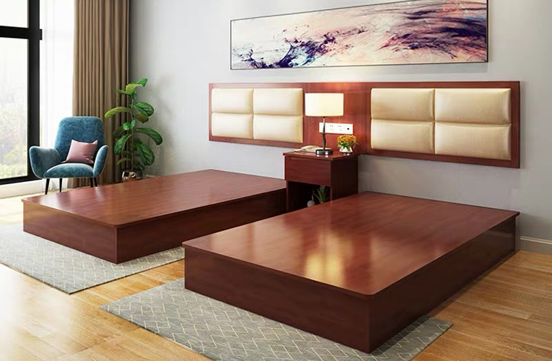 Factory Directly Wholesale Modern Wooden Bed Wardrobe Bedroom Set Hotel Furniture UL-9N012.1