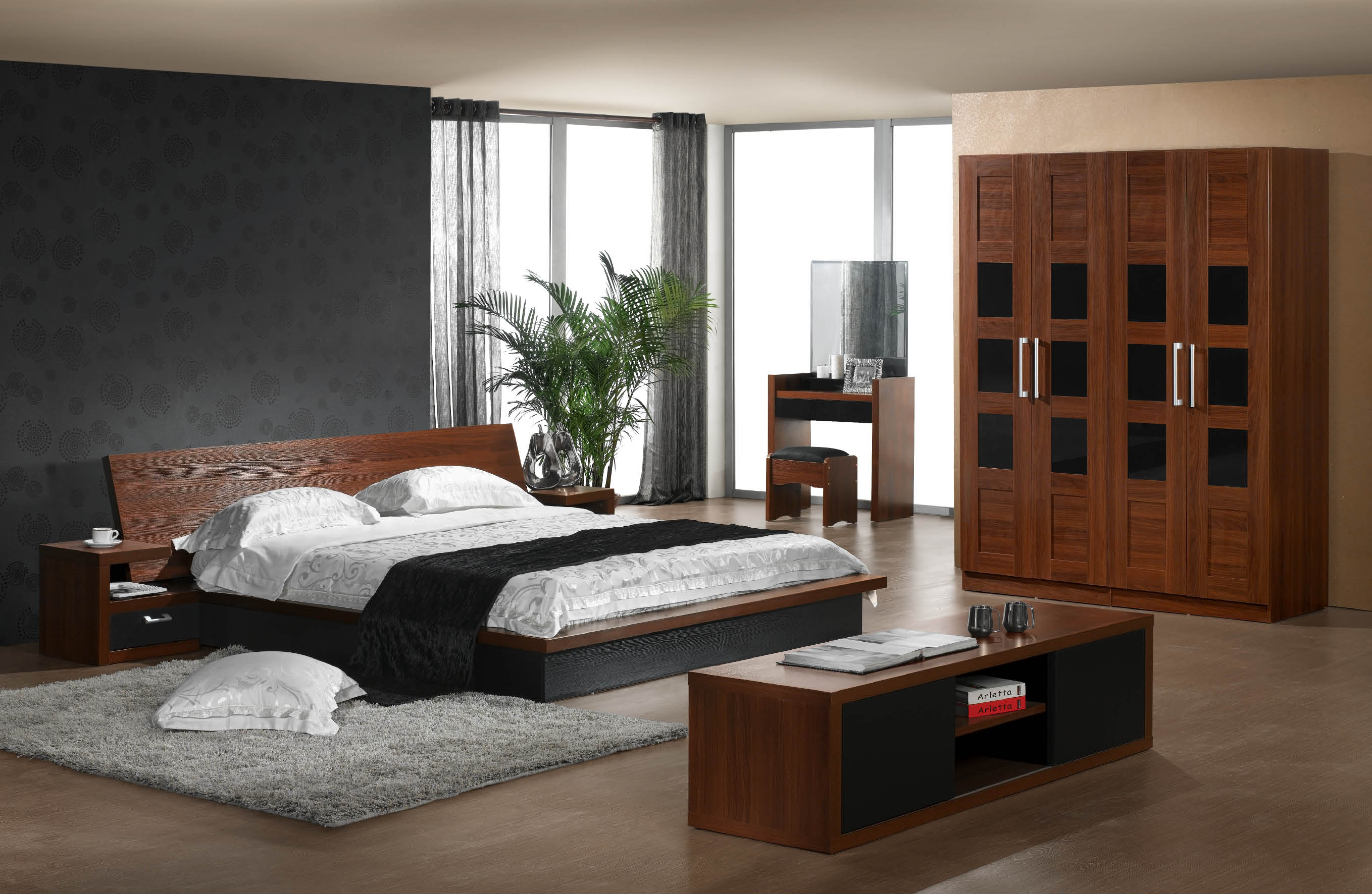 Foshan Customized Commercial Modern Complete Bed Room Furniture Luxury Bedroom Full Set UL_L603-