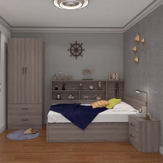 Classic Luxury Wooden King Size Double Bed Sets Villa Furniture Queen Leather Headboard Full Modern Bedroom Furniture Set UL-22NR63204