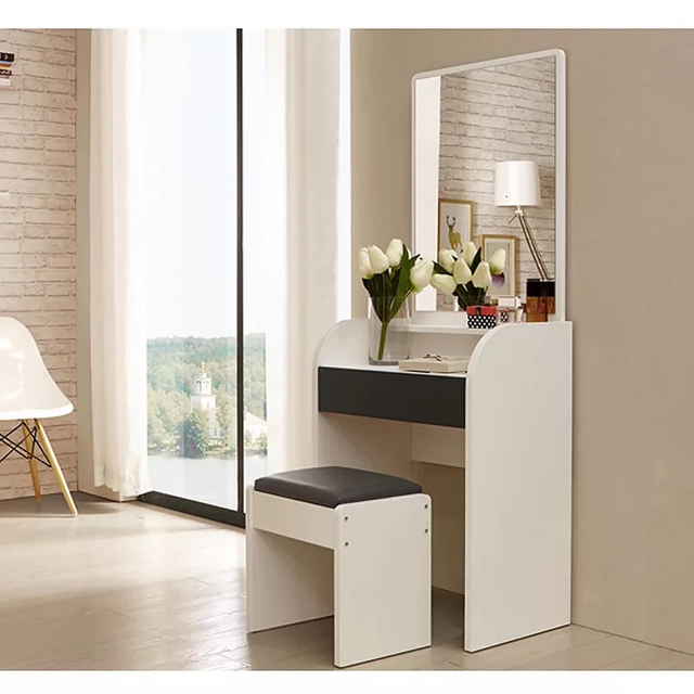 Modern Design Dressing Table with Mirror and Drawers Wooden White Dresser Bedroom Furniture Luxury Makeup Vanity Desk