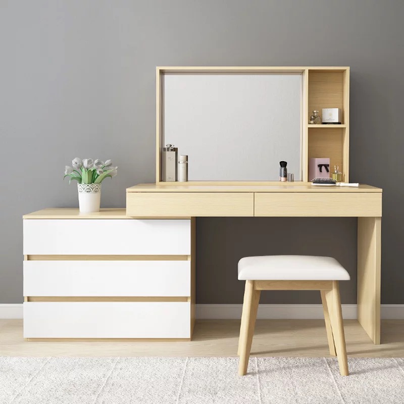 Modern Simple Multi-Functional Makeup Vanities Dressing Table Vanity with Mirror Chair Smart Table