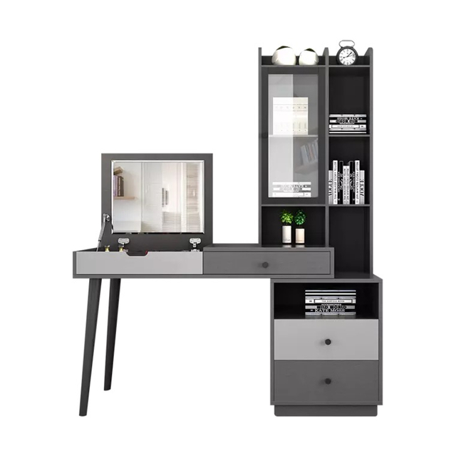 Modern Bedroom Led Light Mirror Touch Screen Dresser Desk Side Table Drawer Corner Dressing Makeup Vanity Table