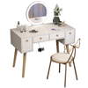 Modern Luxury White Vanity Desk Set Home Makeup Mirror Dressing Table with Mirror 2 Drawers