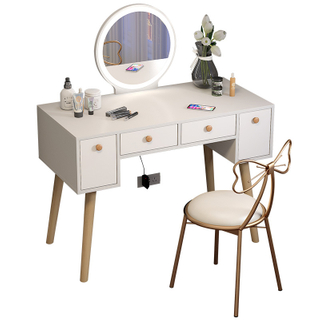 Modern White Dressing Table With 4 Drawers Mirror Dressing Table For Bedroom