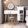 French Creamy Style Small Dressing Table Bedroom Set Mini Makeup Vanity with Led Mirror