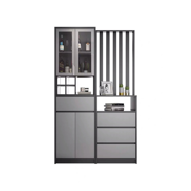 Manufacture Wholesale Modern Mirrored Furniture Mirror Door Wardrobe Showcase Display Wine Shelf Living Room Cabinets UL-11N1088