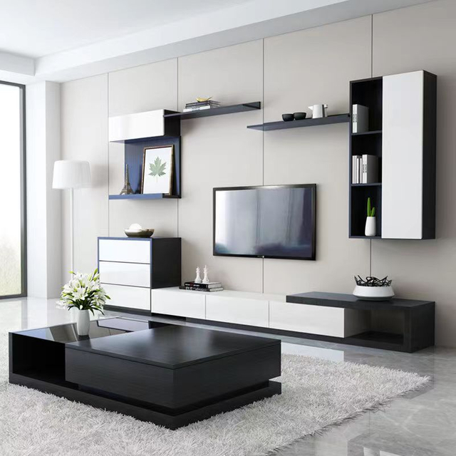 Modern Glass Coffee Table Set Living Room Furniture Black and White Luxury Coffee Table Top-UL-11N0828