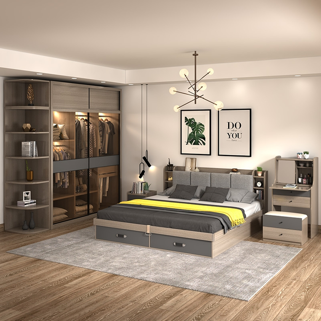 Cheap Factory Price Luxury Modern Spring Foam Bed Mattress Hotel Bedroom Furniture Set UL-23WR1157