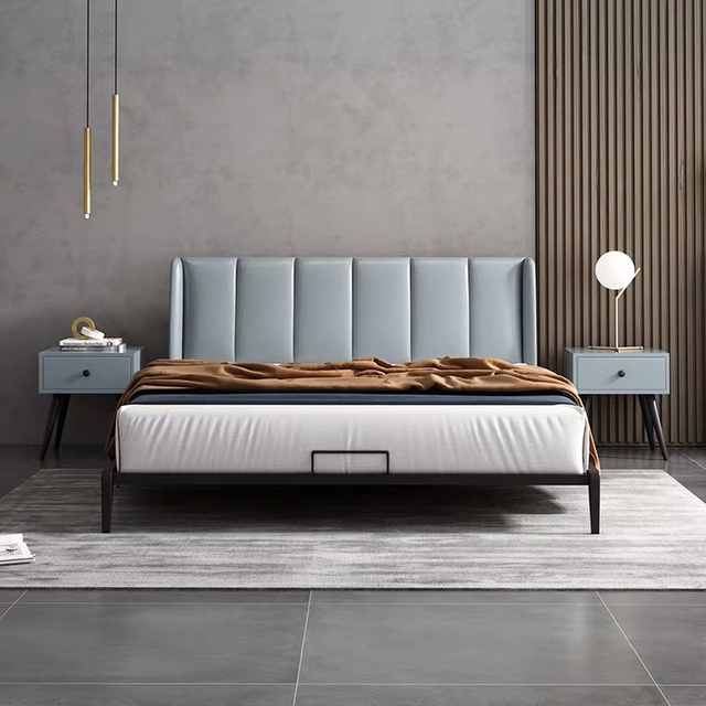 Modern Wooden Antique Office Melamine MFC Bedroom Furniture Set Wardrobe Double Adult King Beds with Mattress UL-22LV0185