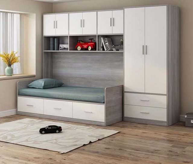 Modern Wooden Home Hotel Bedroom Furniture Set Mattress Leather Double Bed Frame with Drawer Cabinet UL-22BC020