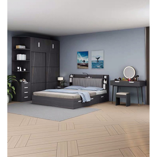 Modern Home Bedroom Furniture Wooden Wardrobe Mattress Queen King Double Size Bed Frame HX-20ND629