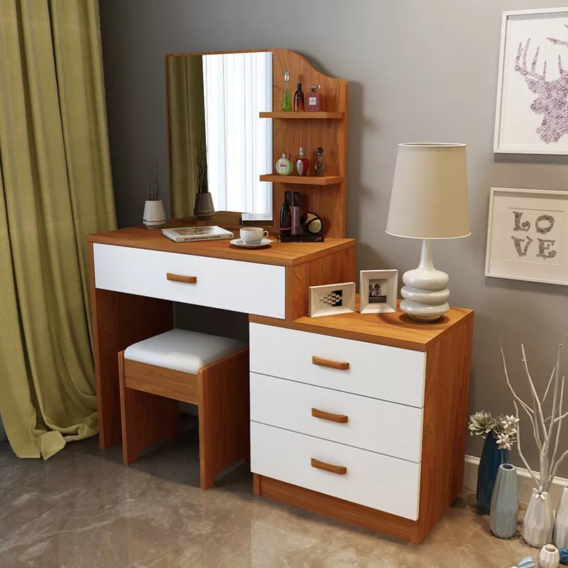 Classic Home Bedroom Furniture Study Office Table Computer Desk Wooden Dressing Table Mirror Dresser