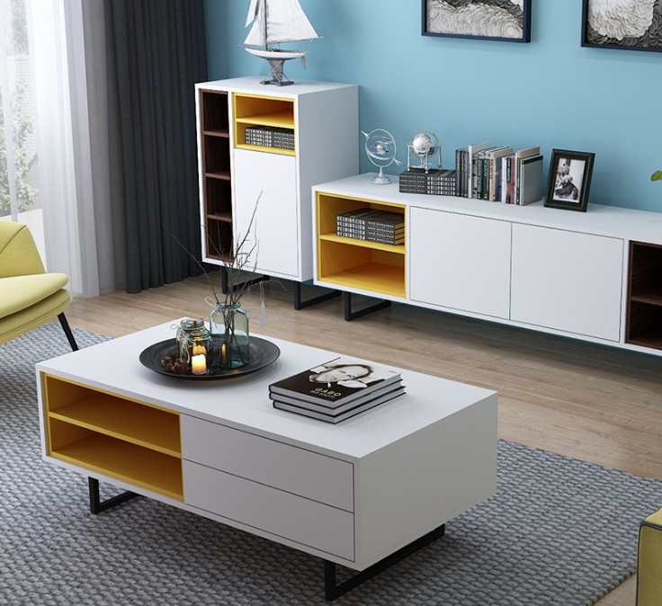 Modern Wooden Side Table Wall Cabinet Home Living Room Furniture Tea TV Stand Coffee Table HX-8ND9165