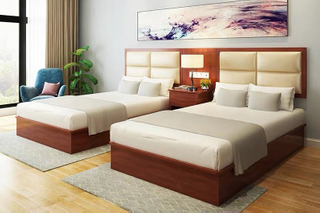 Factory Directly Wholesale Modern Wooden Bed Wardrobe Bedroom Set Hotel Furniture UL-9N0122