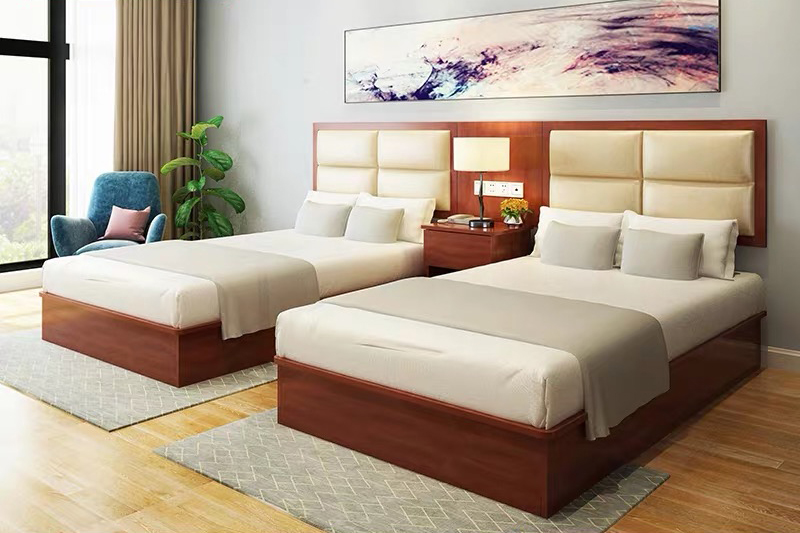 Factory Directly Wholesale Modern Wooden Bed Wardrobe Bedroom Set Hotel Furniture UL-9N012.1