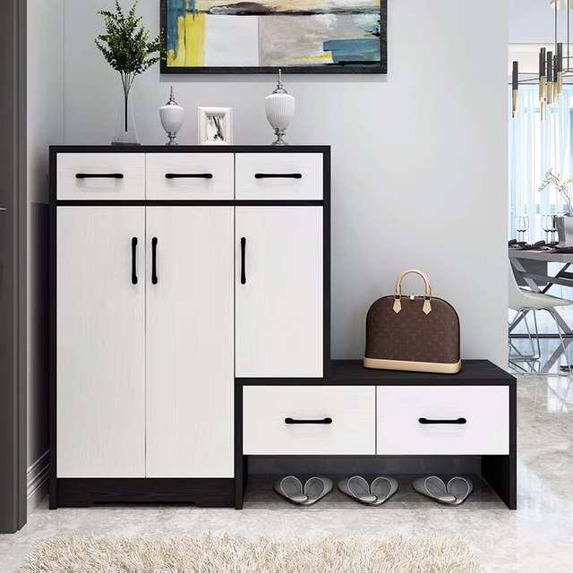 Modern Side Cabinet Wooden Home 2-Door Shoe Cabinet Rack for Home Living Room