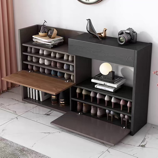 2024 New Customized Wooden Cabinet Home Furniture Living Room Set Open Door Shoe Rack