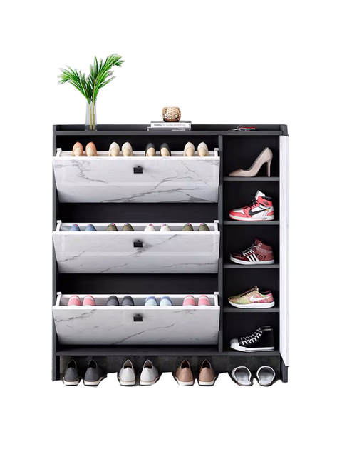 Space Saving Home Living Room Furniture Simple Shoe Rack Multi-Layer Open Door Storage Cabinet with Stool