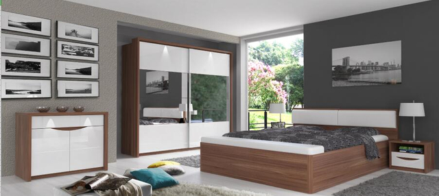 Modern Wooden Antique Office Melamine MFC Bedroom Furniture Set Wardrobe Double Adult King Beds with Mattress UL-9L0429