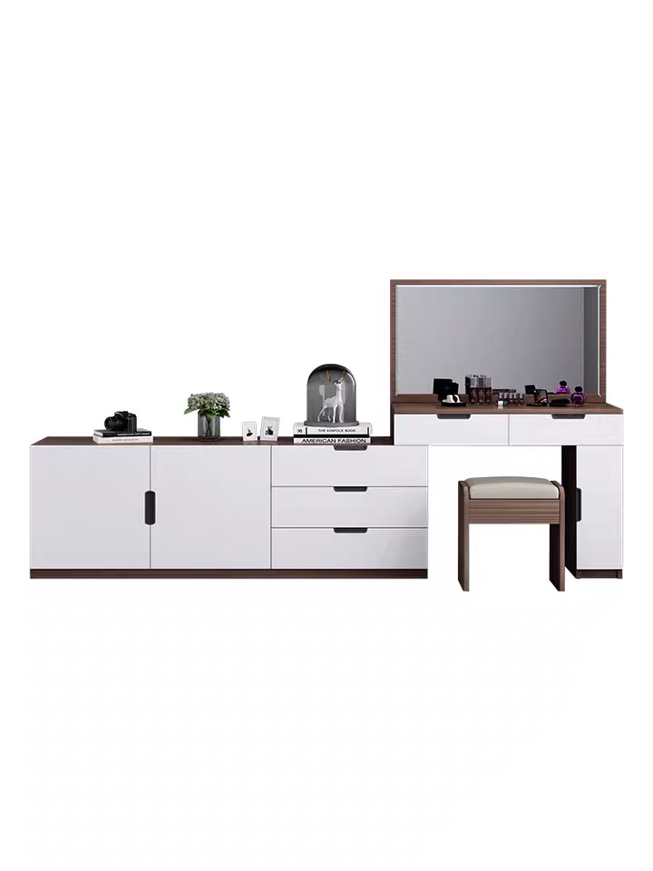 Wooden Dressing Table with Mirror Vanity Makeup Dresser Dressing Table with Drawers Modern for Bedroom