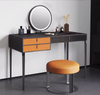 Corner Vanity Makeup Desk Dressing Table with Tri-Folding Mirror and 5 Drawers Makeup Vanity Table for Girls White Dresser
